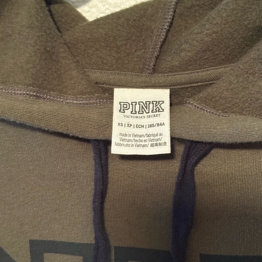 PINK Victoria’s Secret Olive Green Hoodie XSmall - Picture 5 of 8